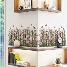 Arte de pared translúcido pegatina de pared floral para sala de estar diseño semitransparente
