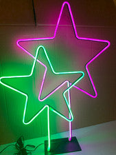 Letrero de neón Duo Star 62 cm rosa verde. Decoraciones de luces de Navidad para dormitorio infantil