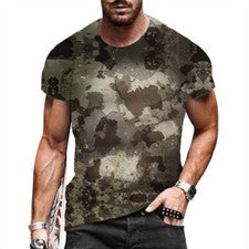 ⭐⭐Camiseta Hombres Camuflaje Multicolor Manga Corta Moda Informal Ropa Calle Tee