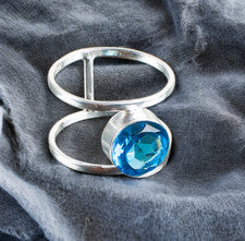 Anillo de joyería de plata esterlina 925 hecho a mano con piedras preciosas de topacio azul suizo regalo para