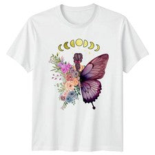 Camiseta Acuarela Mariposa Mujer Fase Lunar Mujer Mística Boho Celestial