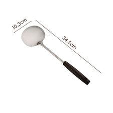 Espátula de acero inoxidable para revolver para servir con mango de madera natural