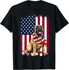 Camiseta Unisex Mastín Inglés Bandera Americana 4 de Julio Regalo Mastín Inglés