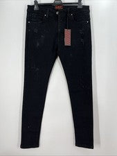 Pantalones de mezclilla EXIT para hombre estilo 5 bolsillos negros ligeramente desgastados talla 34