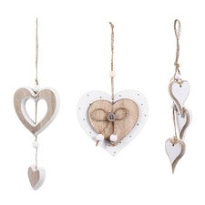 Colgante de madera creativa con formas de corazón hágalo usted mismo adorno colgante para decoración del hogar 3 piezas