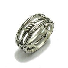 Anillo de plata 925 hecho a mano alambre de púas diseño hombre mujer joyería sin níquel
