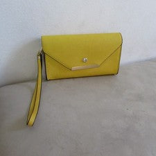 Cartera de cuero genuino para mujer pequeña amarilla billetera llave teléfono inteligente bolsa de almacenamiento