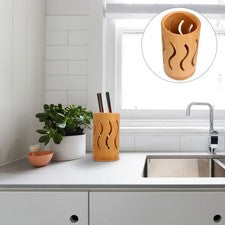 Vajilla Bambú​ Soporte Multifuncional Utensilios Cubo Utensilios Cubo