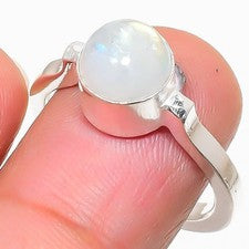 Anillo de plata de ley 925 hecho a mano con piedras preciosas de luna de todos los tamaños para regalo
