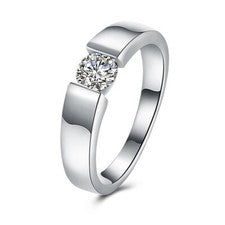 Anillo de compromiso de plata 925 con circonitas redondas talla 8 para mujer joyería regalo