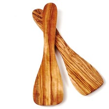 Volteador de sartenes de madera de olivo, juego de 2, forma clásica