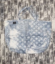 Bolso de Mano Asylum Bandana Para Mujer Gris Azulado Doble Asas Costura - Nuevo