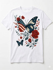 Camisetas, ropa para mujer de moda inspiradas en Estados Unidos y mariposas