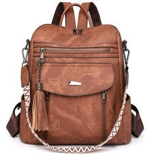Cartera mochila de cuero PU para mujer | Bolso bandolera de moda para viaje