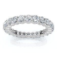 Anillo de eternidad de diamantes redondos de 1-5 quilates cultivado en laboratorio de oro blanco amarillo o rosa de 14 k