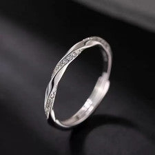 Anillo ajustable de plata esterlina 925 cristal moda mujeres niñas joyería regalo