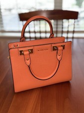 Bolso Michael Kors “Quinn” para mujer con asa de cuero naranja con correa bandolera, nuevo con etiquetas