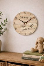 Reloj de pared - El MEJOR momento es AHORA - Reloj de cocina RELOJ decoración regalo marrón batería