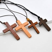 Cruz de madera y collar de cuero bohemio joyería religiosa regalo para él ella Reino Unido