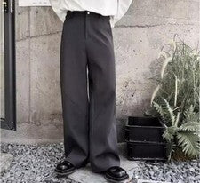 Moda Para hombres Informal Suelto Color Puro Traje Pantalones Juveniles Pantalones Pierna Ancha