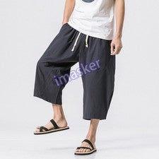 Pantalones harén recortados de lino estilo chino retro para hombre informales sueltos talla grande M-5XL
