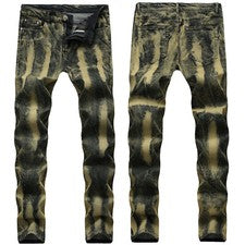 Pantalones de mezclilla informales ajustados de talle alto de moda de primavera y otoño para hombre