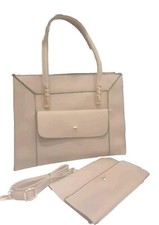 Bolso de mano para mujer Bolso de trabajo Bandolera Cuero PU Medio Hombro Caqui.