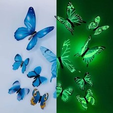 12 x Pegatinas de Pared Mariposa Luminosas 3D Decoración del Hogar Pegatina Dormitorio Niño