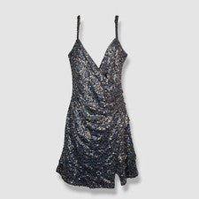 1. Vestido vaina State para mujer azul lentejuelas cuello en V sin mangas talla S