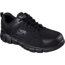 Skechers Ropa de Trabajo Telphin Sanphet Cuero Hombre Negro Entrenadores de Seguridad