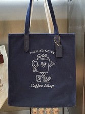 Bolso de Mano The Coach Coffee Shop de Lona con Juego de Bolsa a Juego, NUEVO AZUL PROFUNDO