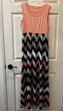Maxi Vestido Mujer Rosa Con Diseño Gris Negro Rosa Talla Grande #244