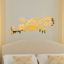Pegatina de pared espejo cristal acrílico 3D decoración porche color dorado