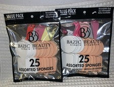 BAZIC BEAUTY SIMPLE ELEGANCIA ESPONJAS DE MAQUILLAJE SURTIDAS, 25 CT Juego de 2 =50
