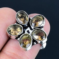 Anillo de joyería de plata esterlina 925 hecho a mano con piedras preciosas...