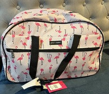 Bolsa de equipaje Betsey Johnson Flamingo 22" con ruedas viaje de fin de semana nueva