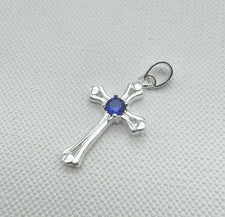 Colgante Cruz Celta Zafiro Plata de Ley 925 Solo 14mmx20mm NUEVO