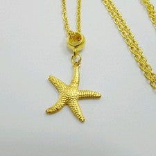 Collar Estrella de Mar Playa Tema en Bolsa de Regalo Unisex Joyería Tono Dorado Cadena 18"