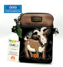 BOLSO BANDOLERA BOLSO BANDOLERA PARA TELÉFONO CELULAR GOAT FARM MARRÓN OSCURO CHALA