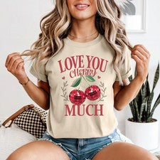 Camiseta Love You Cherry Much para mujer estilo discoteca amor regalo de San Valentín para ella