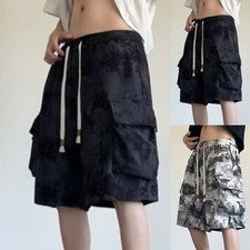 Pantalones Cortos Hombre Tie Dye Carga Informales Pantalones Cortos con Cinco Puntos y Bolsillos