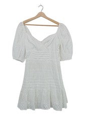Vestido de verano para mujer talla 38 blanco manga abullonada bordado con agujeros de ASOS minivestido