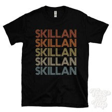 CAMISETA SKILLAN ESTILO RETRO REPETIDO Hombre y Mujer Novedad Genial Nombre Regalo
