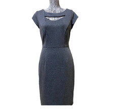Vestido Vaina Banana Republic Para Mujer 4 Gris Cuello Recortado Carrera Cóctel Midi
