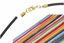 Oro brillante - Collar de cinta de seda Roma 3 mm selección de color - VS191 mosquetón 38-