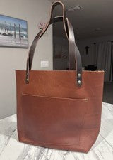 Bolso de Mano Portland Leather Goods Cuero Casi Perfecto Marrón Clásico Nuevo sin Etiquetas