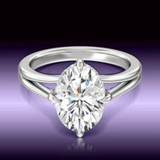 Anillo de compromiso de laboratorio de diamantes cultivado corte ovalado 950 ...