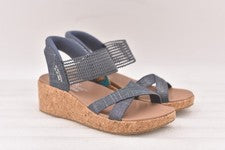 Sandalia para mujer Skechers sin cordones Beverlee Lux en azul marino talla 9 119594/NVY