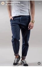 ¡NUEVO SIN ETIQUETAS! $139 Pantalones de Equipamiento Fields Para Hombres 36 Azul Algodón Elastizado Plisado AGOTADO