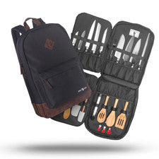 Mochila para cuchillos Heritage Chef 30+ bolsillos acabado cuero bolsa para cuchillos
